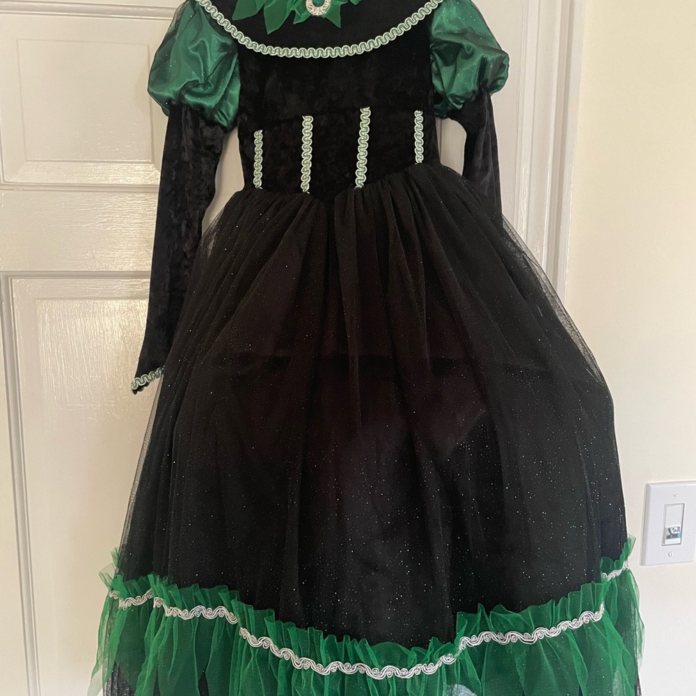 Mystical Green and Black Kids Costume Velvet / quality wicked witch!